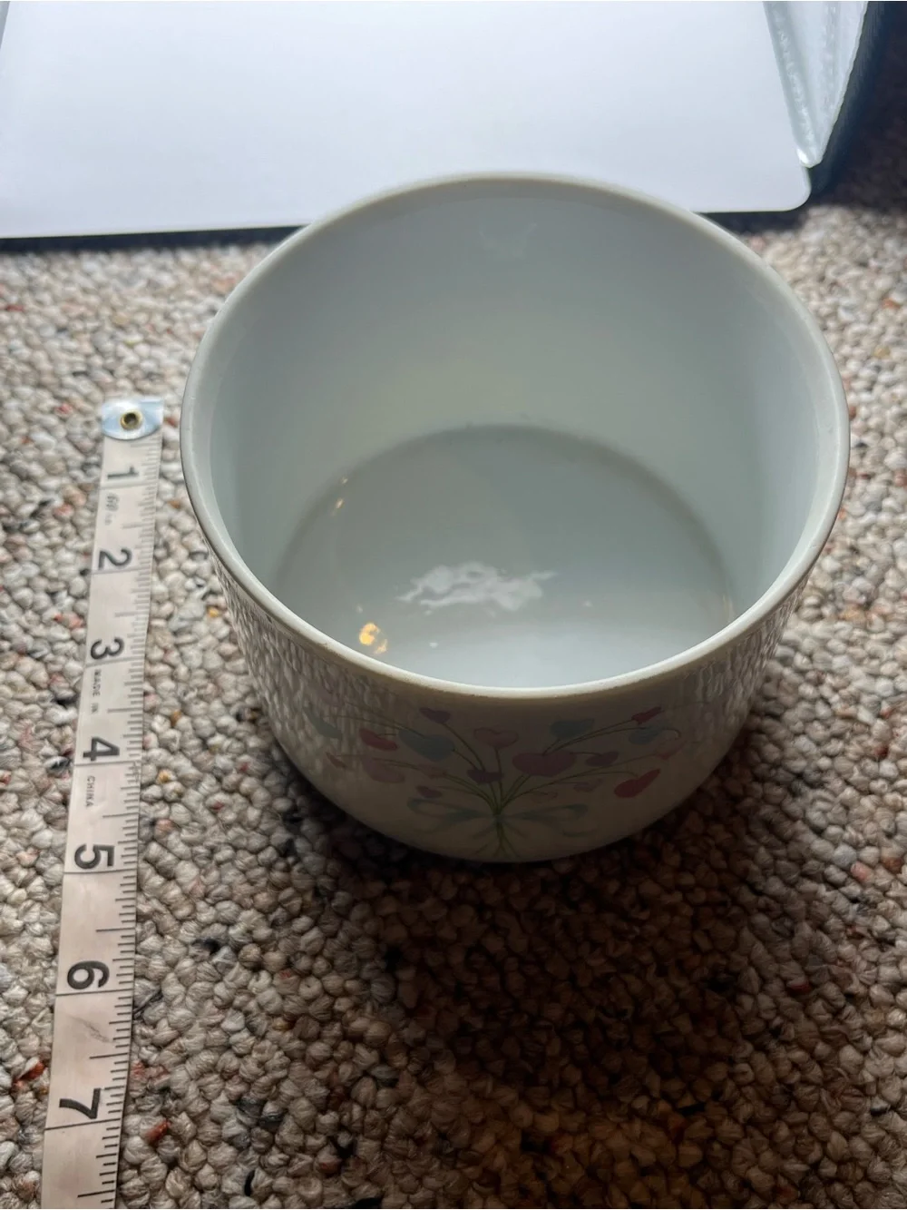 Vintage 1987White Porcelain Planter Bowl with Pastel Heart Bouquet Cottage Core